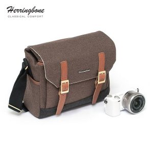 Herringbone Postman Small Brown | Chính Hãng
