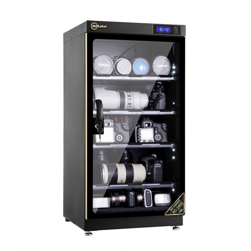 Tủ Chống Ẩm Cao Cấp Nikatei Nc-100s Viền Nhôm Mạ Vàng