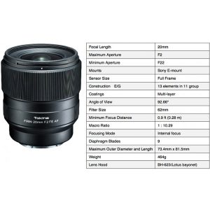 Tokina Firin 20mm F2 FE AF - Chính Hãng - Ảnh 2