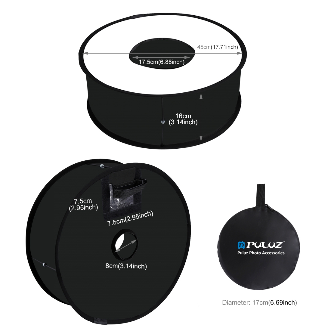 Bộ Tản Sáng Puluz 45cm Round Style Macro And Portrait Softbox - Ảnh 4