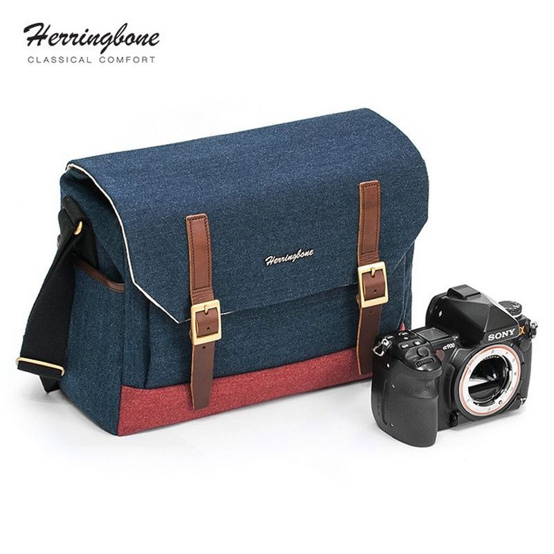 Herringbone Postman Medium Navy | Chính Hãng