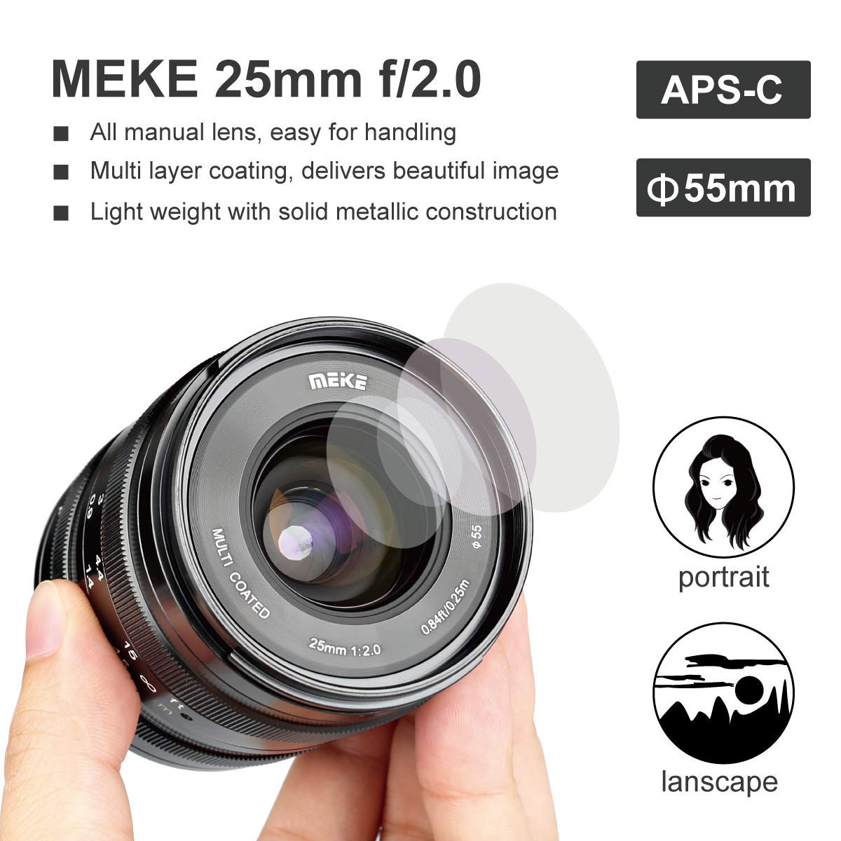 Ống Kính Meike 25mm F2.0 Aps-C For Sony E-Mount new Mã SP 0070 - Ảnh 6