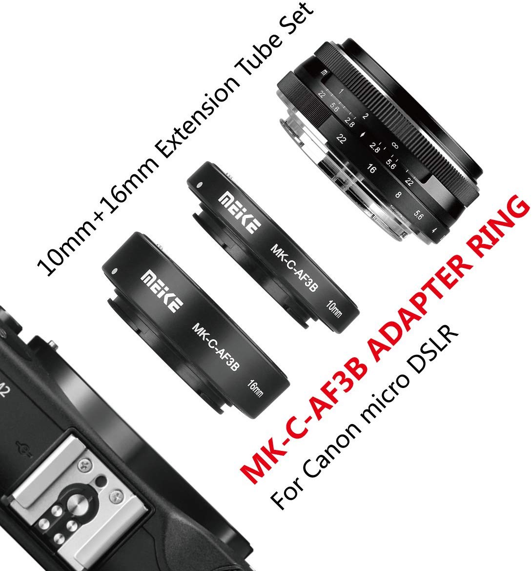 Meike Mk-C-Af3b 10mm And 16mm Extension Tubes For Canon Eos-M - Ảnh 2