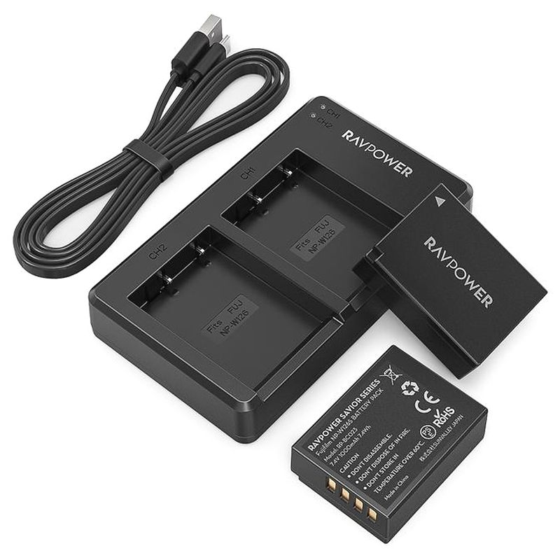 Bộ 2 pin 1 sạc đôi máy ảnh Fujifilm NP-W126S 1200 mAh Ravpower - Ảnh 3