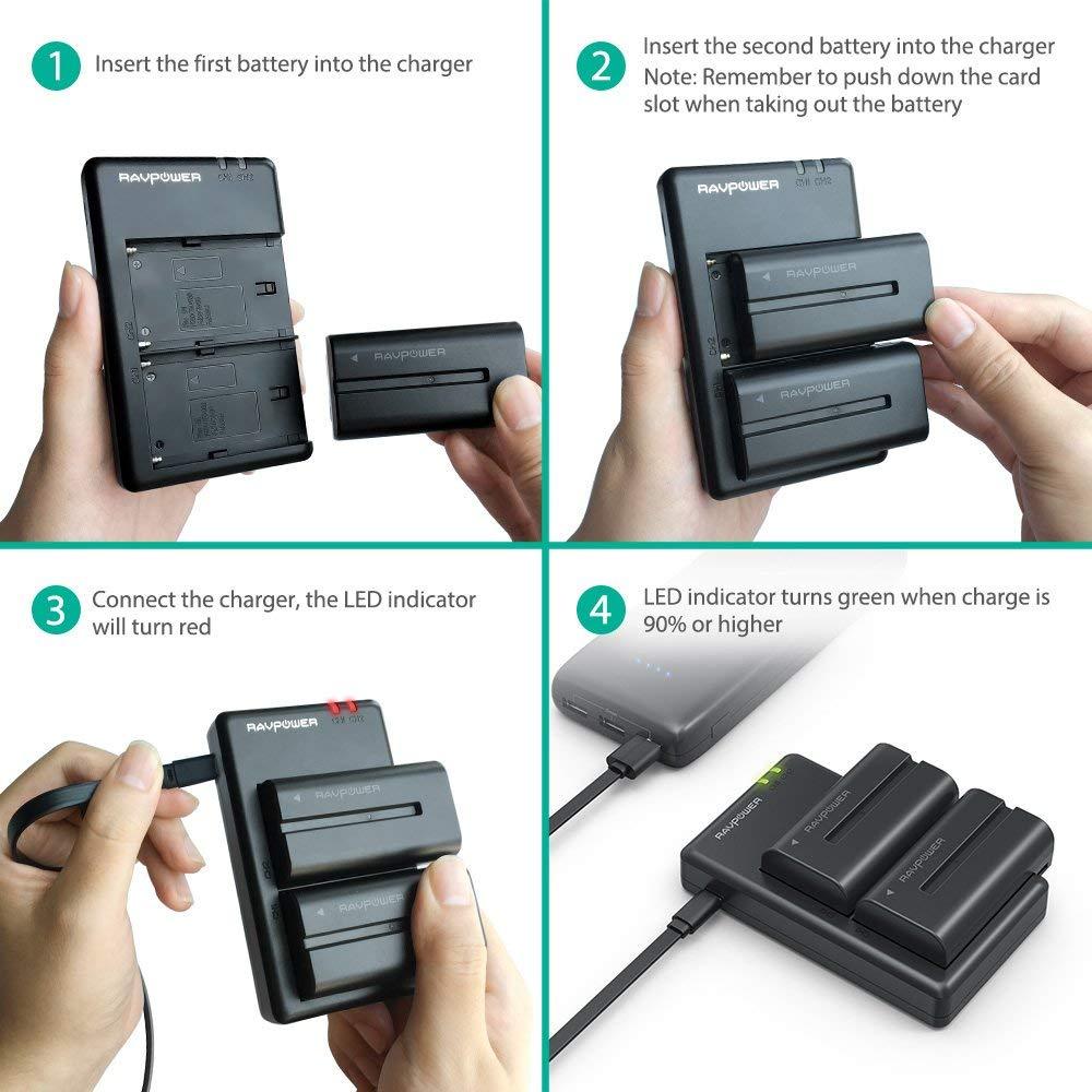 Bộ 2 pin 1 sạc đôi Ravpower RP-BC006 cho Sony NP-F550 - Chính Hãng - Ảnh 2
