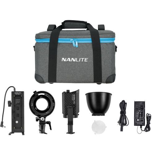 Combo Nanlite Forza 60 LED Monolight Kit bao gồm NPF Battery Grip và ngàm Bowens S-Mount
