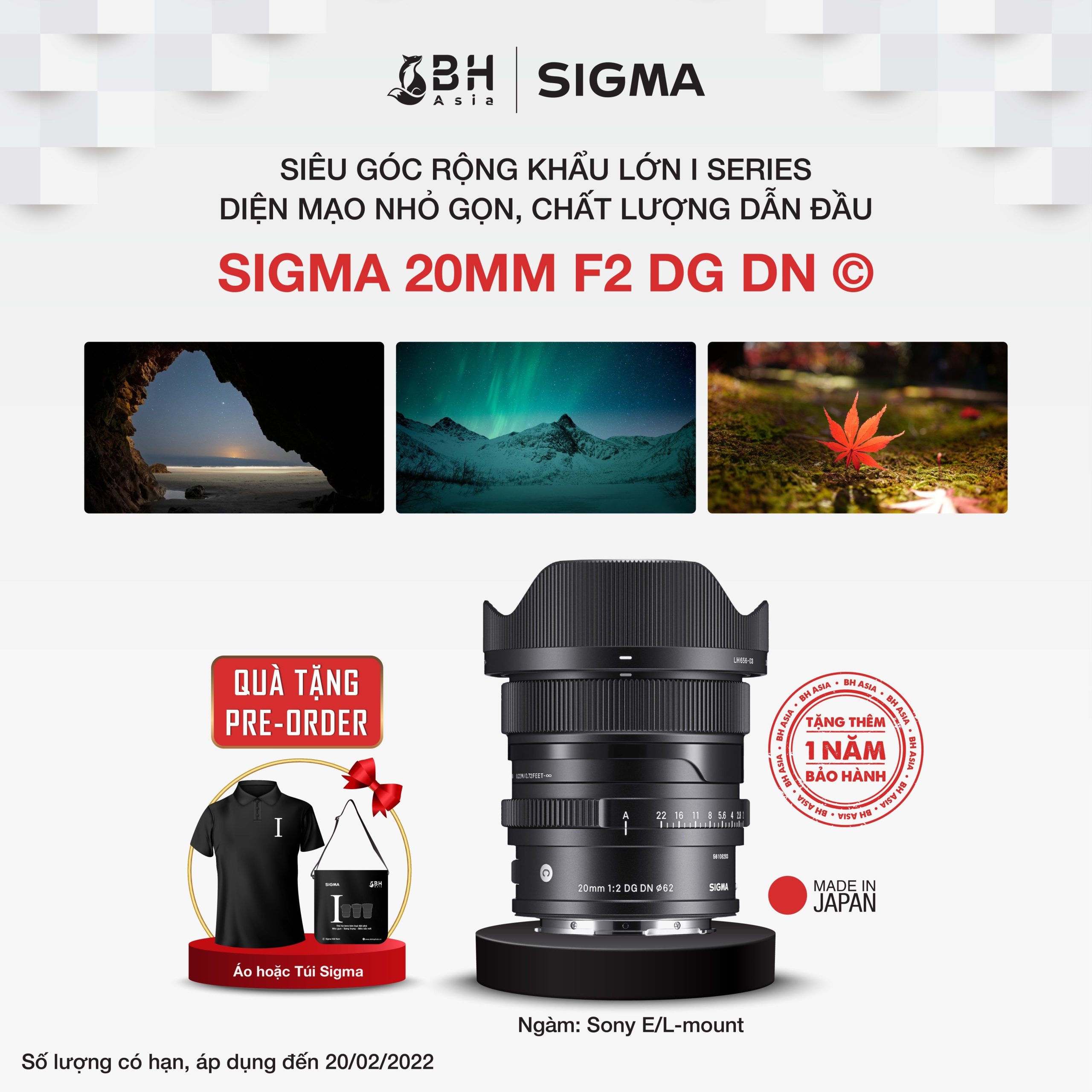Sigma 20mm f/2 DG DN (C) (For Sony E) | Chính Hãng