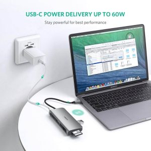Ugreen 40873 Bộ chuyển đổi TYPE C sang 3 USB 3.0 + HDMI + VGA + LAN + SD TF + hỗ trợ nguồn TYPE C CM179 20040873 - Ảnh 2