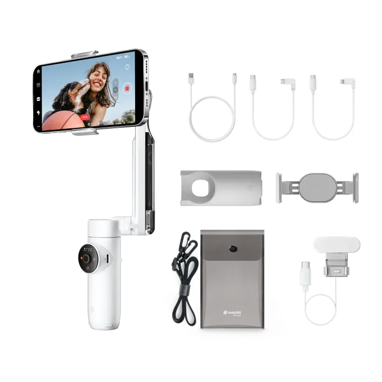 Tay cầm chống rung Insta360 Flow - Creator Kit cho điện thoại màu trắng - Ảnh 3