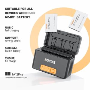 ZGCINE PS-BX Charging Case for Sony NP-BX1 battery (2-bit NO battery) - Chính hãng - Ảnh 8