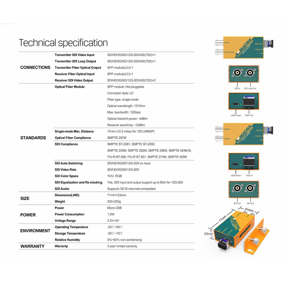 FE1121 - 12G - 12G - SDI Fiber Optic Extender - Ảnh 4