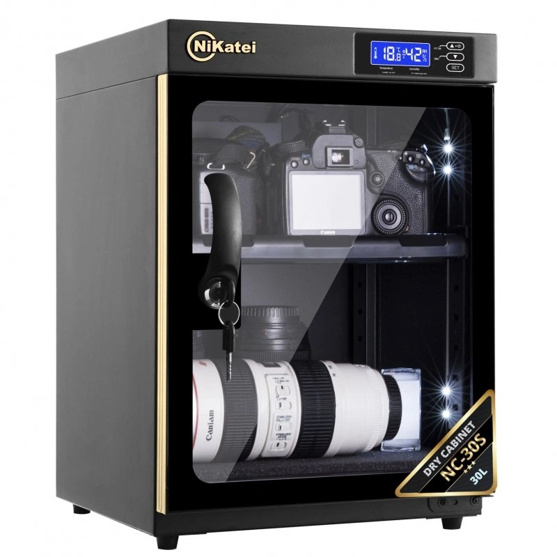 Tủ Chống Ẩm Cao Cấp Nikatei Nc-30s Viền Nhôm Mạ Bạc