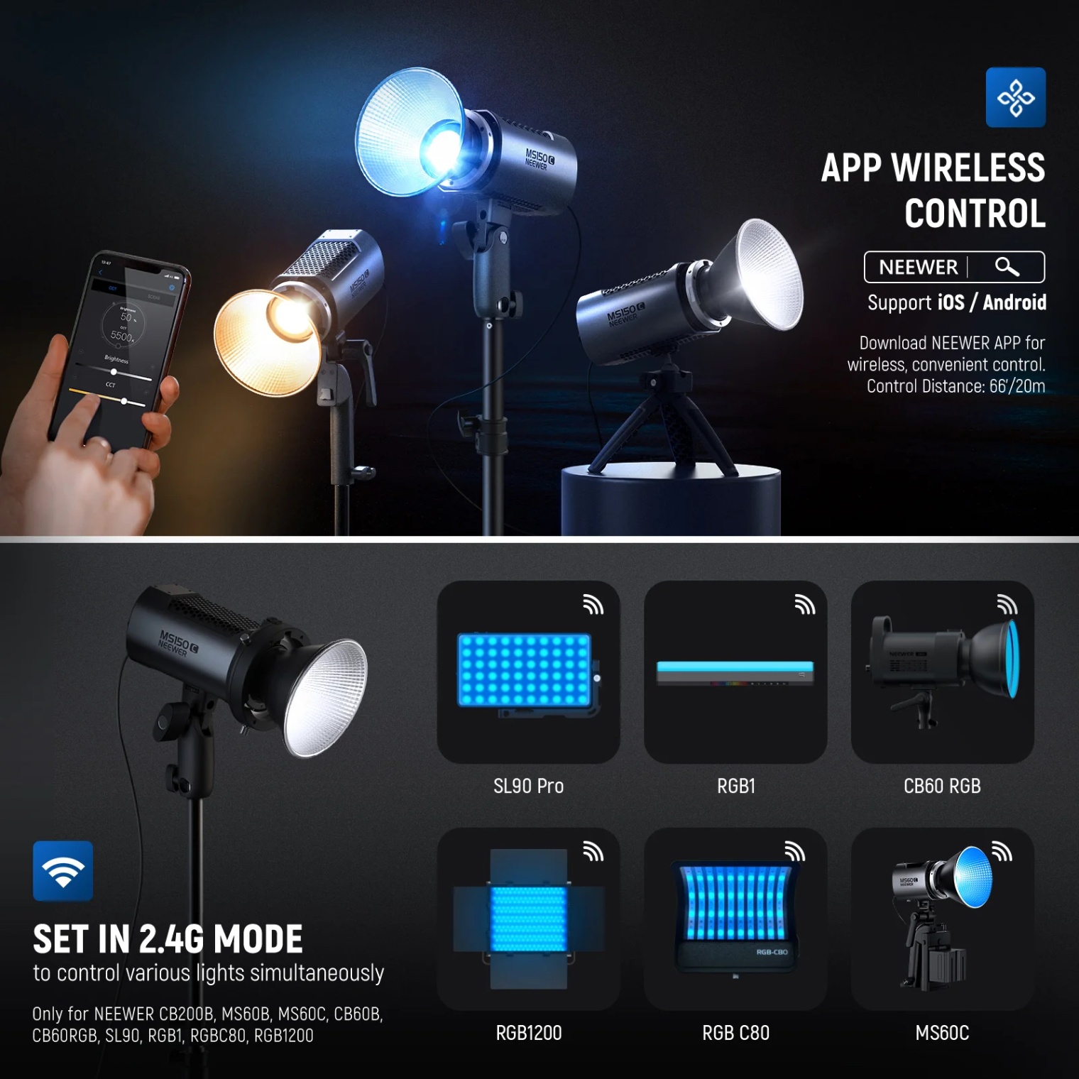 NEEWER MS150C 150W Mini RGB LED Video Light - Chính hãng - Ảnh 7