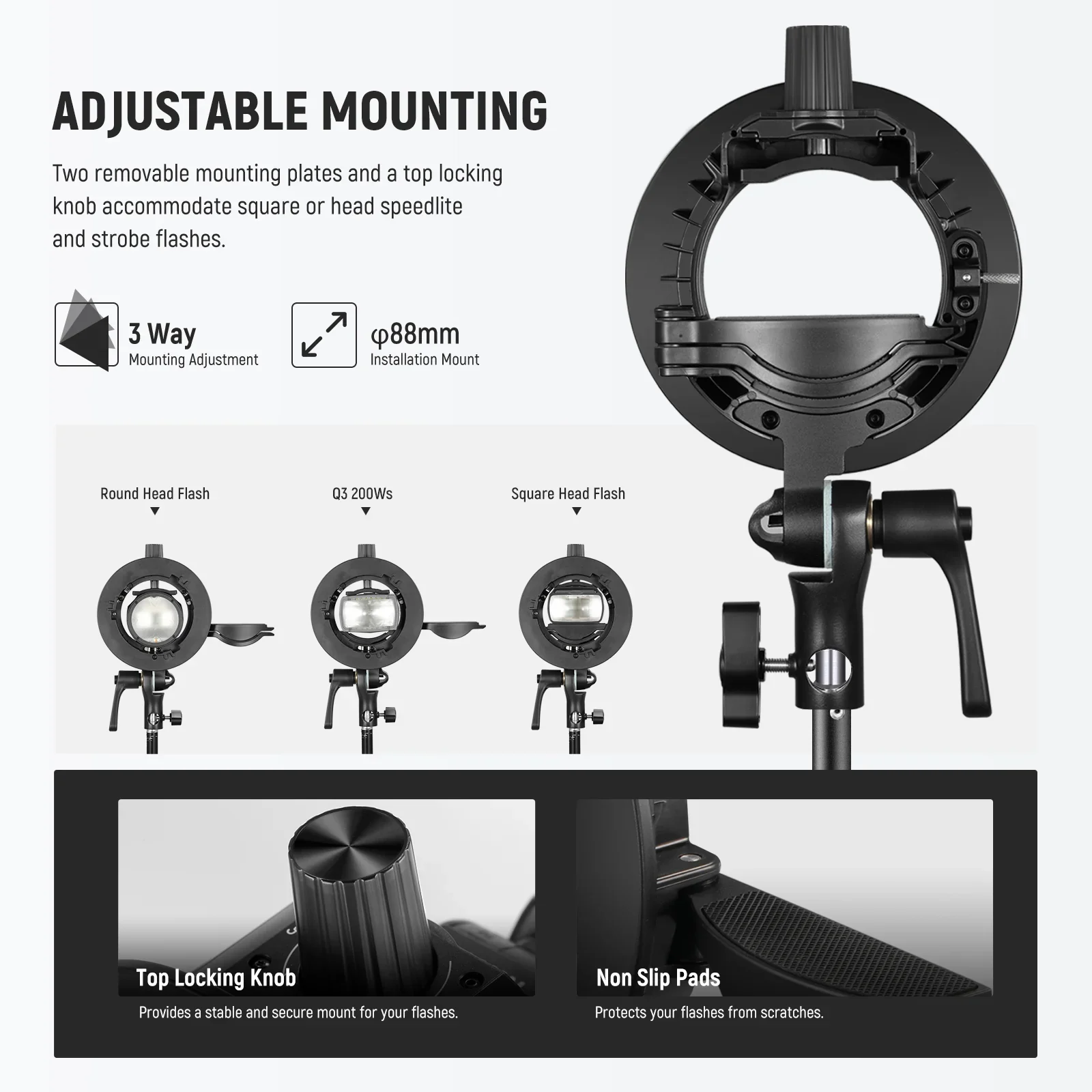 NEEWER CRB1 S Type Bracket Holder with Bowens Mount - Chính hãng - Ảnh 5