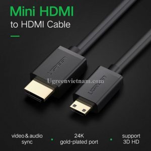 Ugreen 11167 1.5M 4K 60hz 2.0 Cáp Mini HDMI sang HDMI thuần đồng màu Đen HD108 20011167 - Ảnh 3