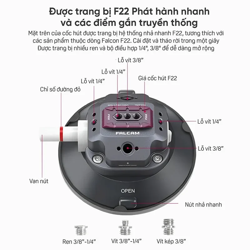 Falcam F22 Quick Release Suction Cup Mount (4.5 Inches) 2567 - Ảnh 2