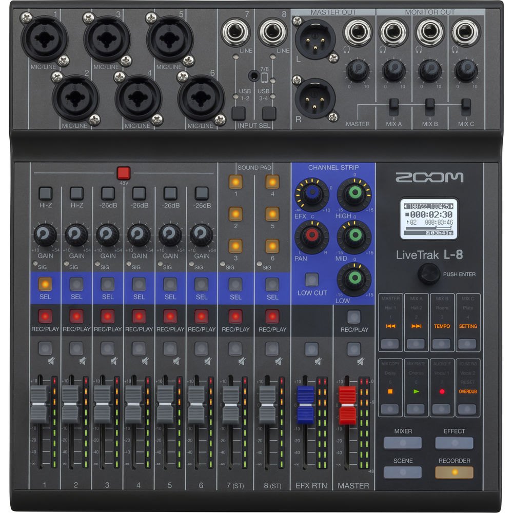 Bàn trộn mixer Zoom L8 Livetrak có recorder - Chính hãng - Ảnh 4