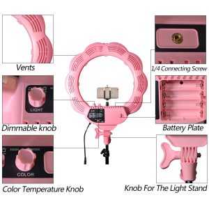 Đèn Led Ring Light Hình Hoa MD107P 3200-6000K Màu Hồng 18 inch - Ảnh 3