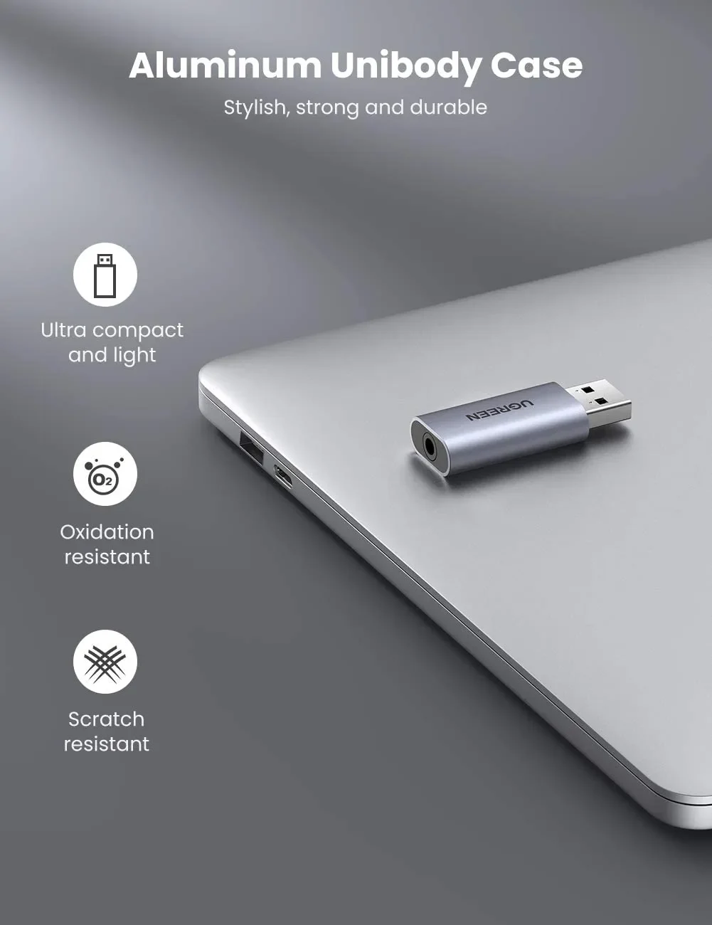 Card sound USB 2.0 to 3.5mm TRRS Mic & Loa Ugreen 80864 cao cấp (Vỏ nhôm)