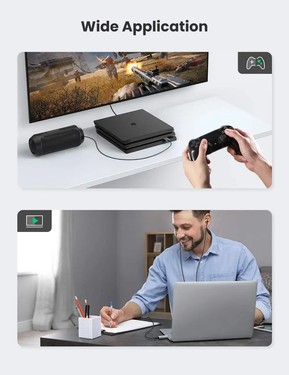 Card sound USB 2.0 to 3.5mm TRRS Mic & Loa Ugreen 80864 cao cấp (Vỏ nhôm) - Ảnh 2