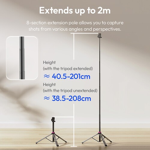 Chân đèn Ulanzi MT-89 chân đèn cao 2M tích hợp tấm Plate tháo nhanh chính hãng - Ảnh 9