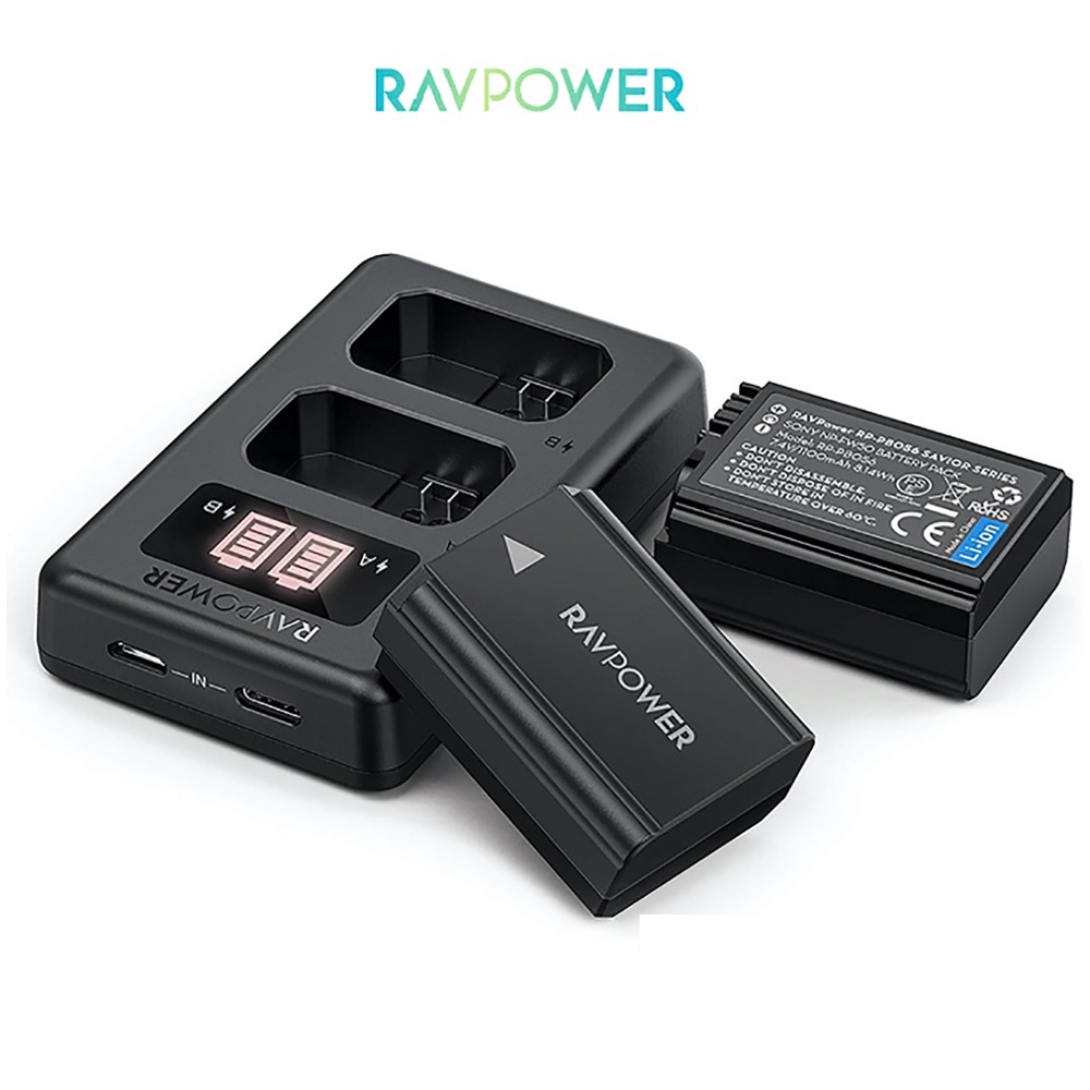 Bộ 2 pin 1 sạc đôi máy ảnh Sony NP FW50 1100 mAh Ravpower - Ảnh 2