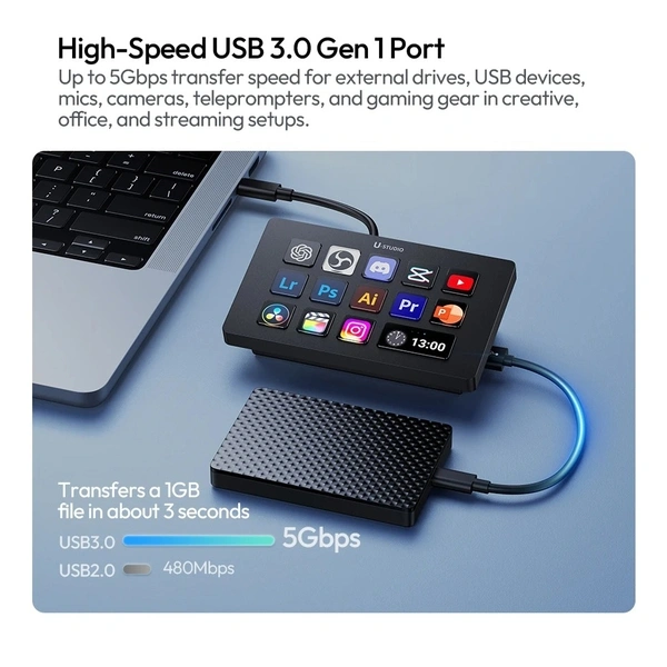 Ulanzi D200H Stream Deck Dock AI - Tich hợp 13 phím Macro chức năng chính hãng - Ảnh 5