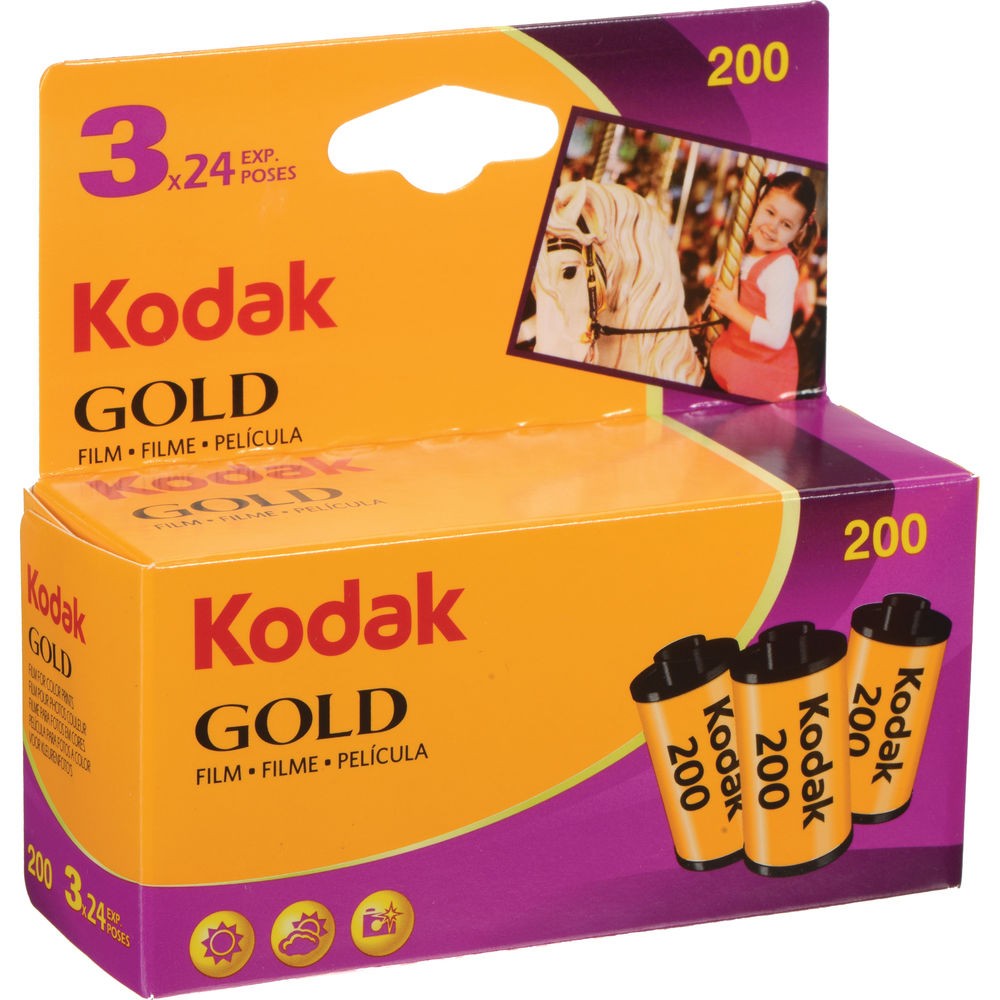 Bộ 3 cuộn phim màu Kodak Gold 200 – khổ 35mm, 24 kiểu/cuộn