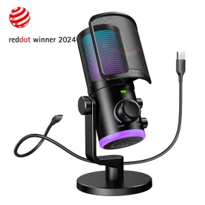 FIFINE AmpliGame AM6 USB Condenser Microphone with RGB - Chính Hãng