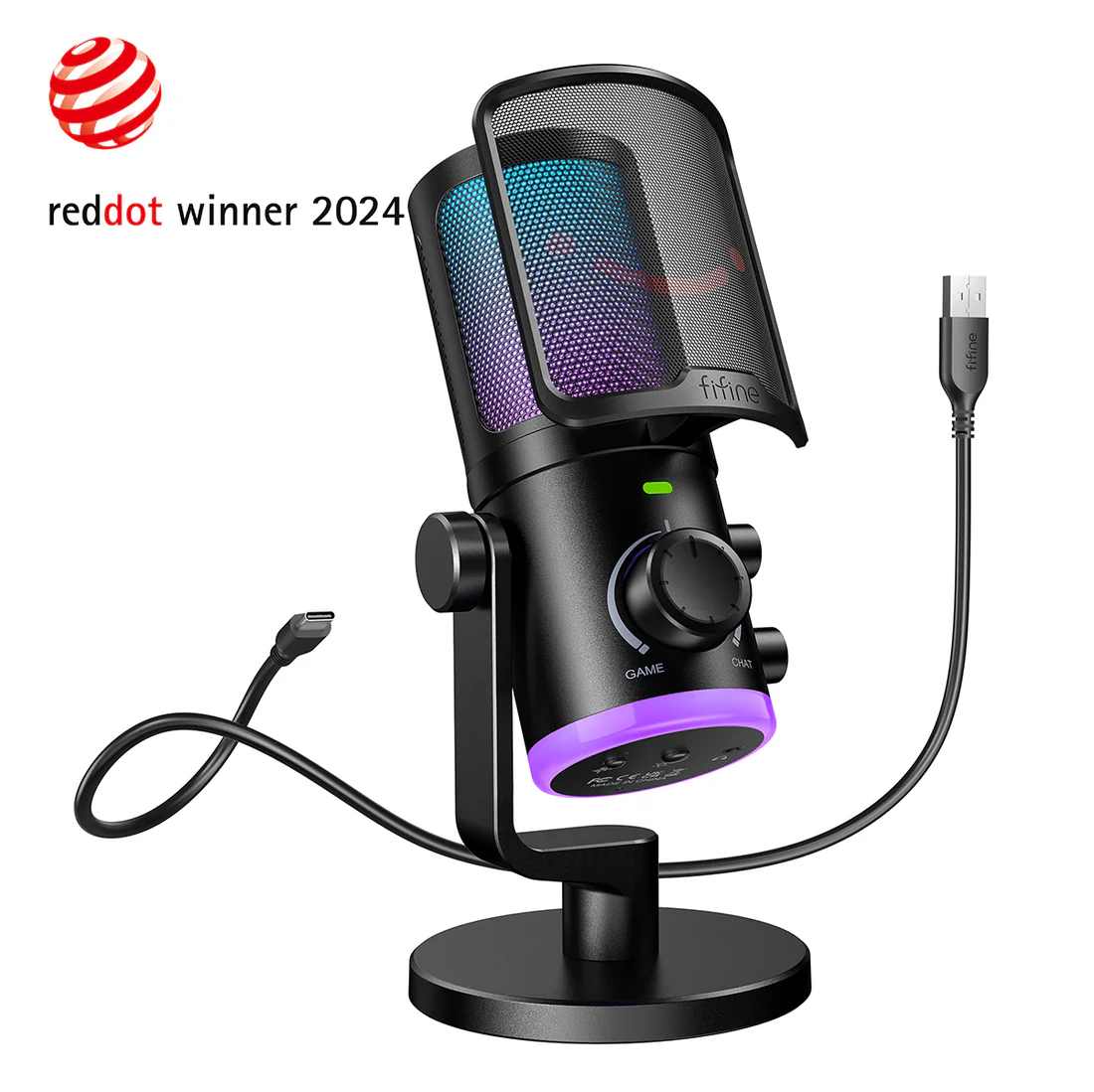 FIFINE AmpliGame AM6 USB Condenser Microphone with RGB - Chính Hãng