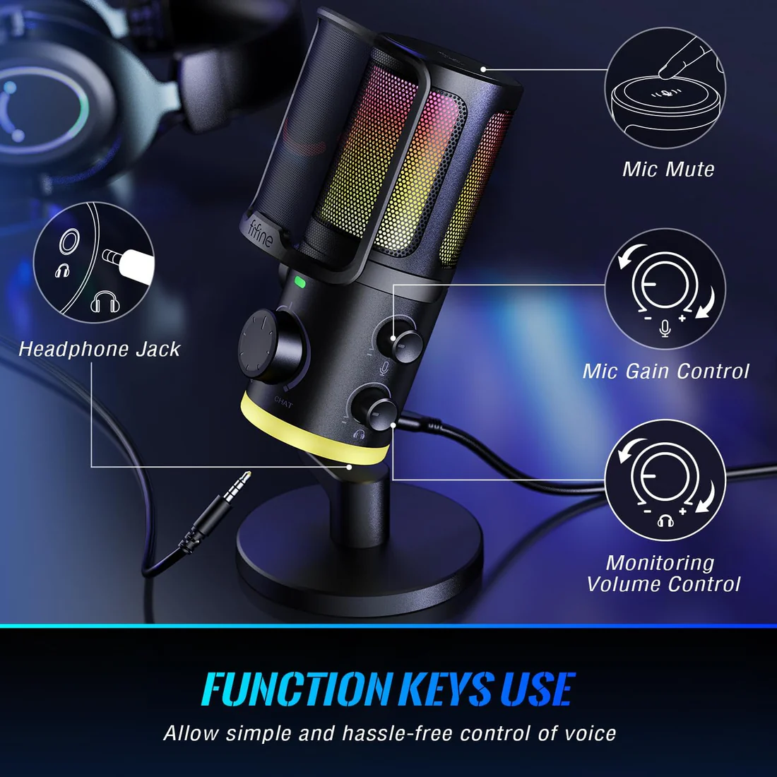 FIFINE AmpliGame AM6 USB Condenser Microphone with RGB - Chính Hãng - Ảnh 5