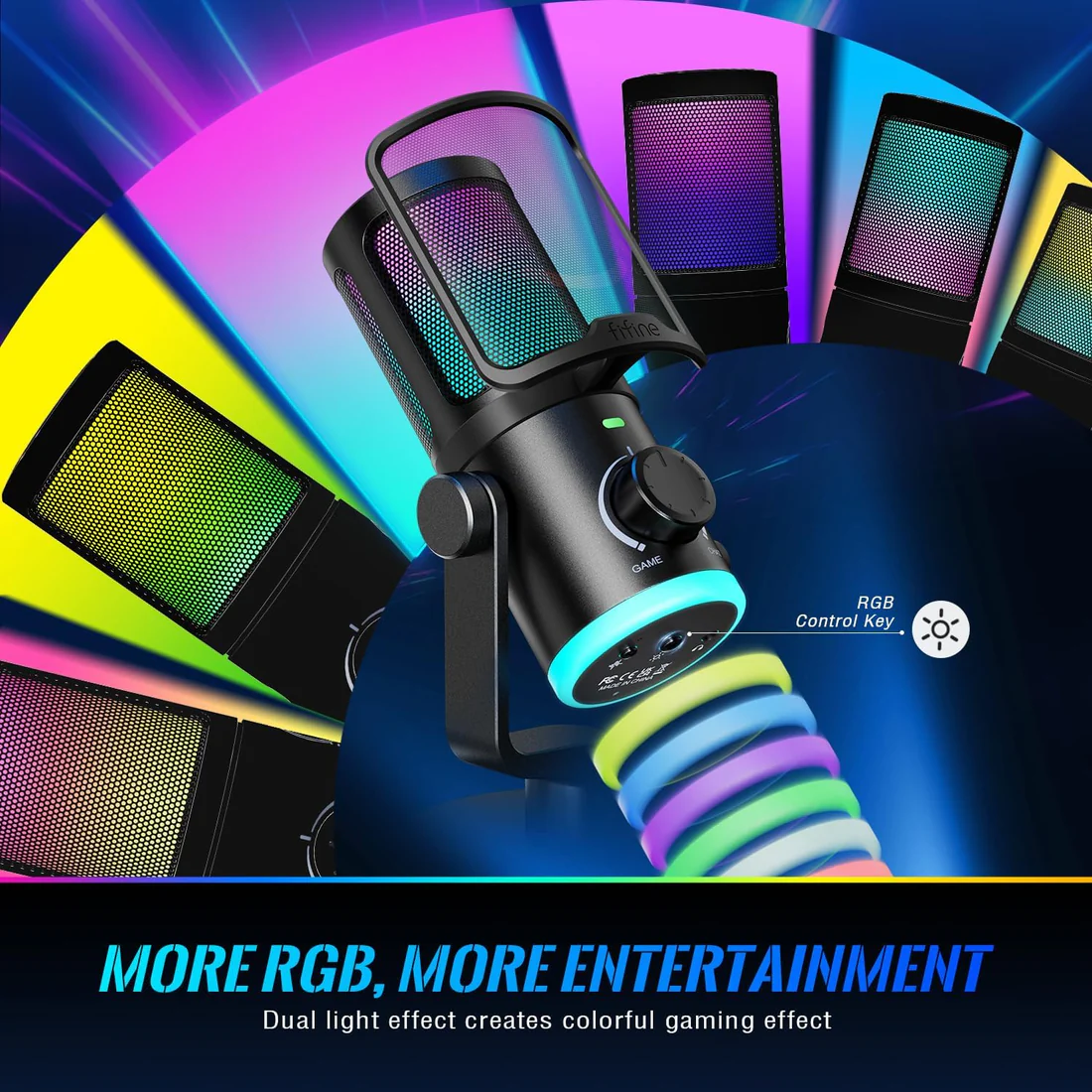 FIFINE AmpliGame AM6 USB Condenser Microphone with RGB - Chính Hãng - Ảnh 6