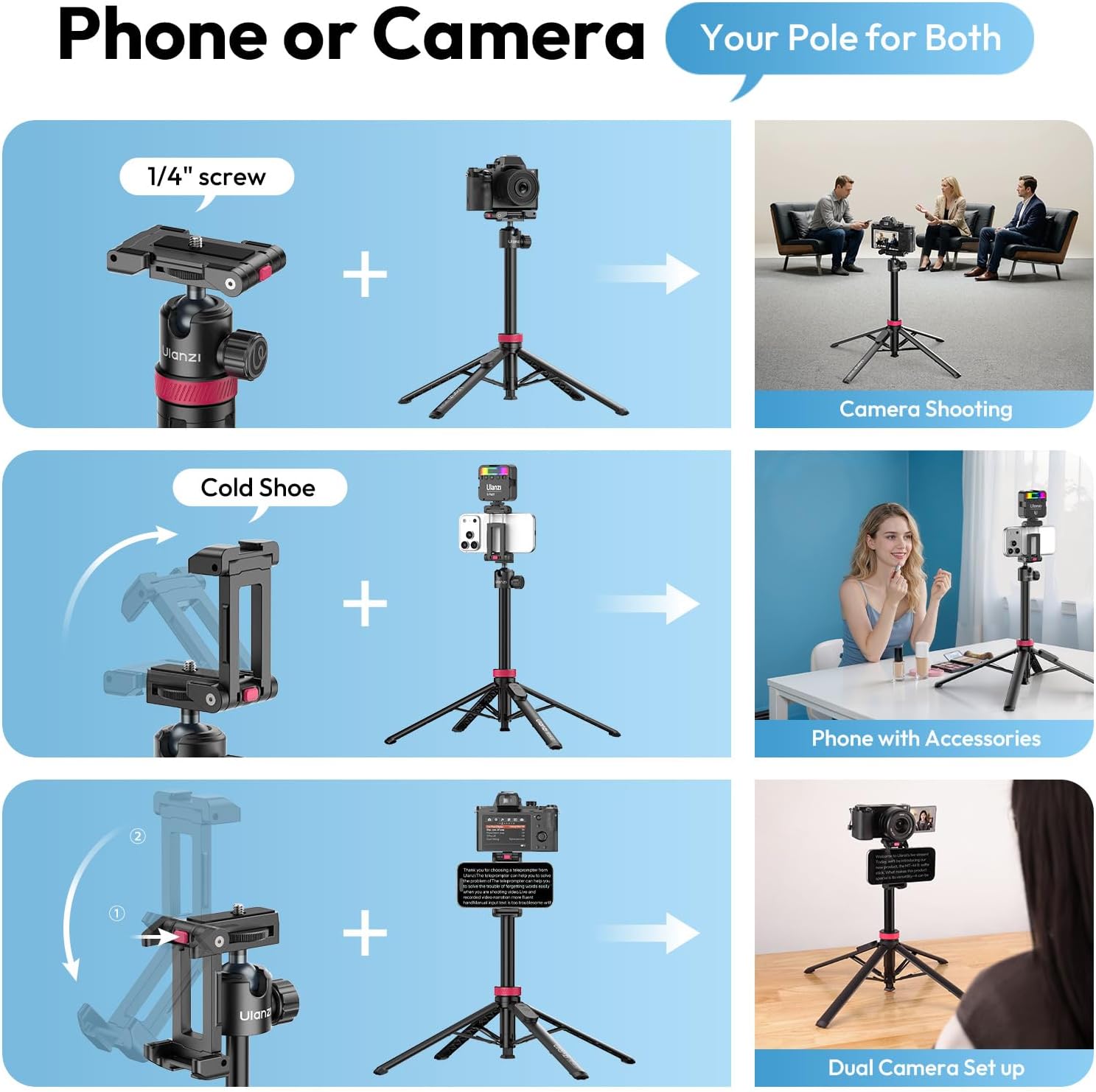 Tripod có Bluetooth dùng cho máy ảnh Ulanzi MT-44 B - Ảnh 3